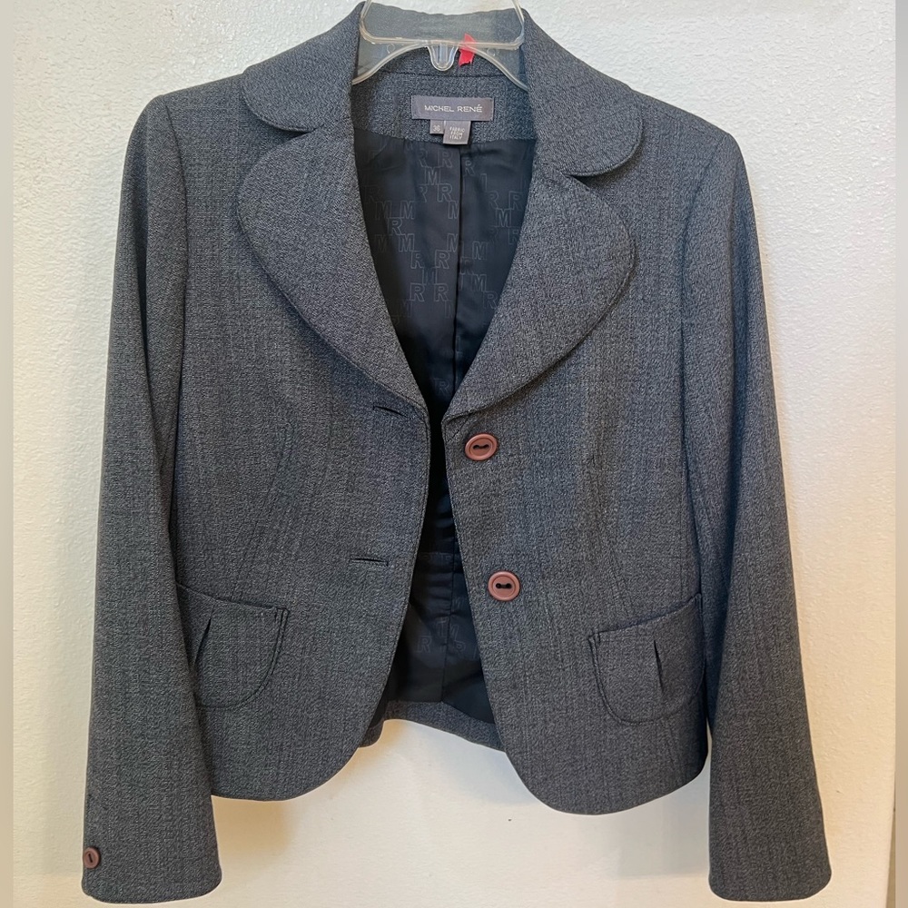 Grey Blazer with Peter Pan Collar